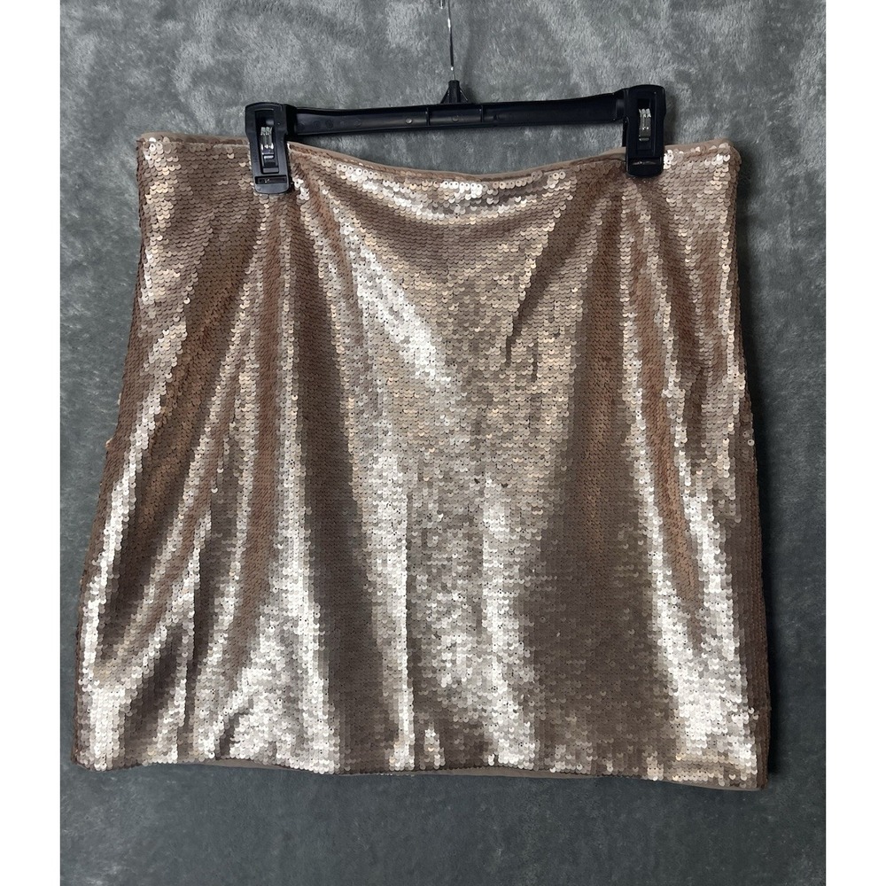 Banana Republic Rose Gold Sequin Mini Skirt 14 Tall Champagne Sparkle Party